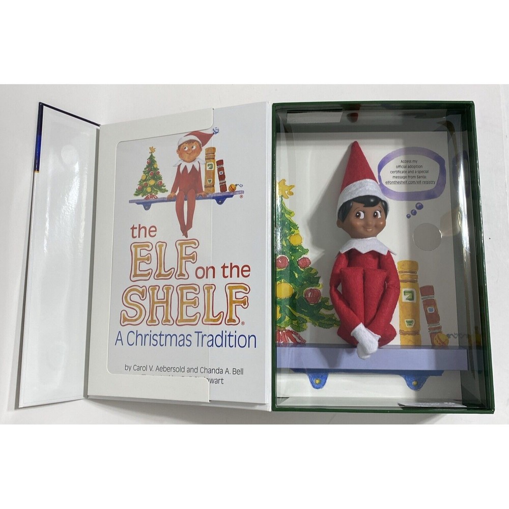 Elf On The Shelf Brown Eyed Dark Skin Boy Doll Figure And Story Book Boxed New - Picture 9 of 10